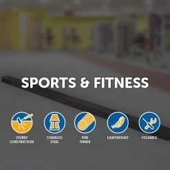 Randy & Travis Machinery 2.2m Gymnastics Folding Balance Beam Black Synthetic Suede Sports & Fitness