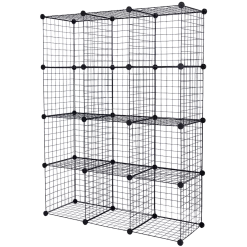 Randy & Travis Machinery 12 Cube Wire Grid Organiser Bookcase Storage Cabinet Wardrobe Closet Black Furniture