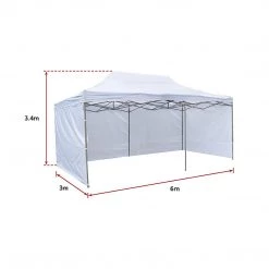 Randy & Travis Machinery Outdoor & Leisure 3x6m Popup Gazebo Party Tent Marquee White