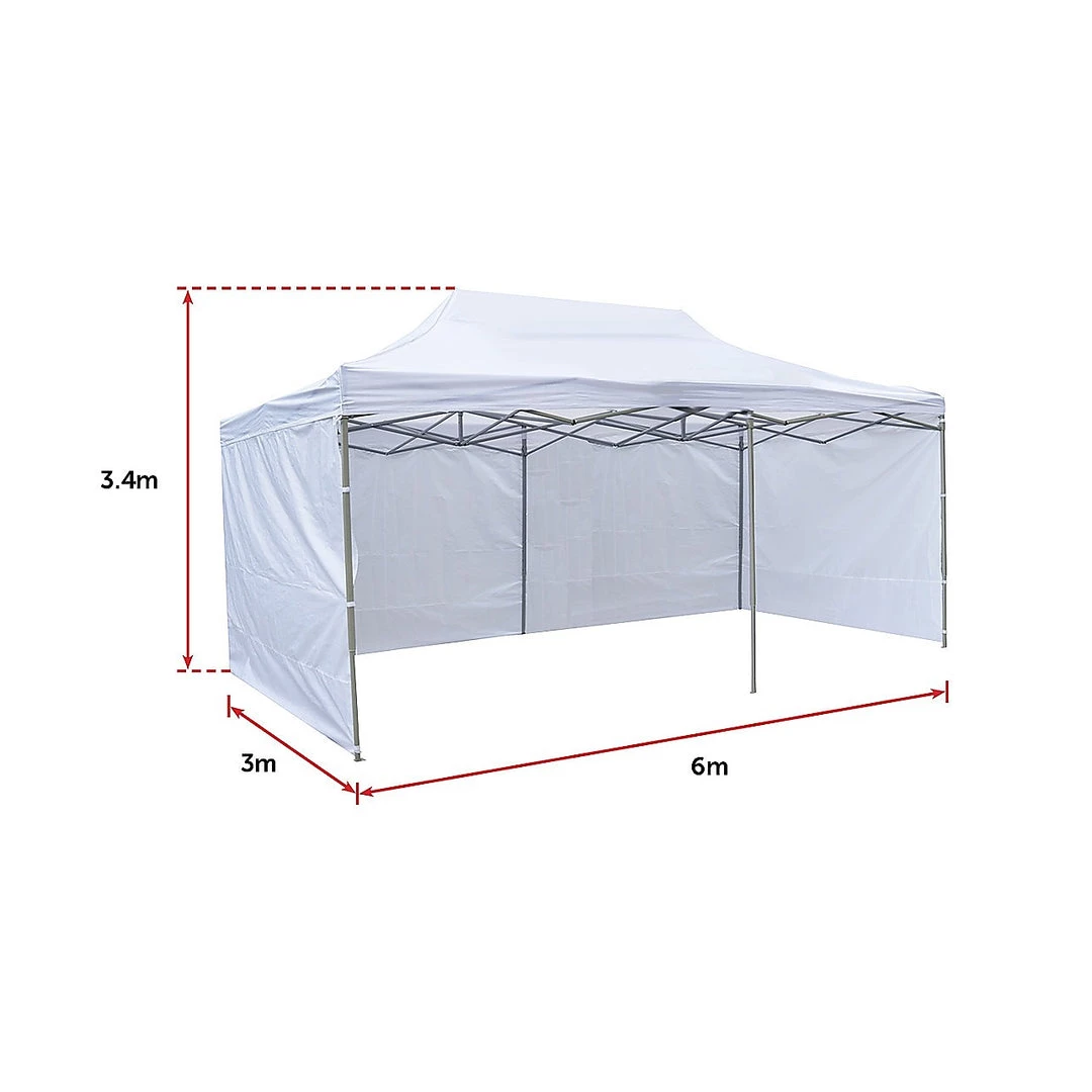 Randy & Travis Machinery Outdoor & Leisure 3x6m Popup Gazebo Party Tent Marquee White