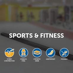 Randy & Travis Machinery 2.45m (8FT) Black Gymnastics Folding Balance Beam In Synthetic Suede