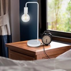 FactoryFast.com.au Modern All White Table Lamp Desk Light Timber Base Bedside Bedroom