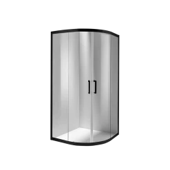 Della Francesca 100 X 100cm Rounded Sliding 6mm Curved Shower Screen With Base In Black