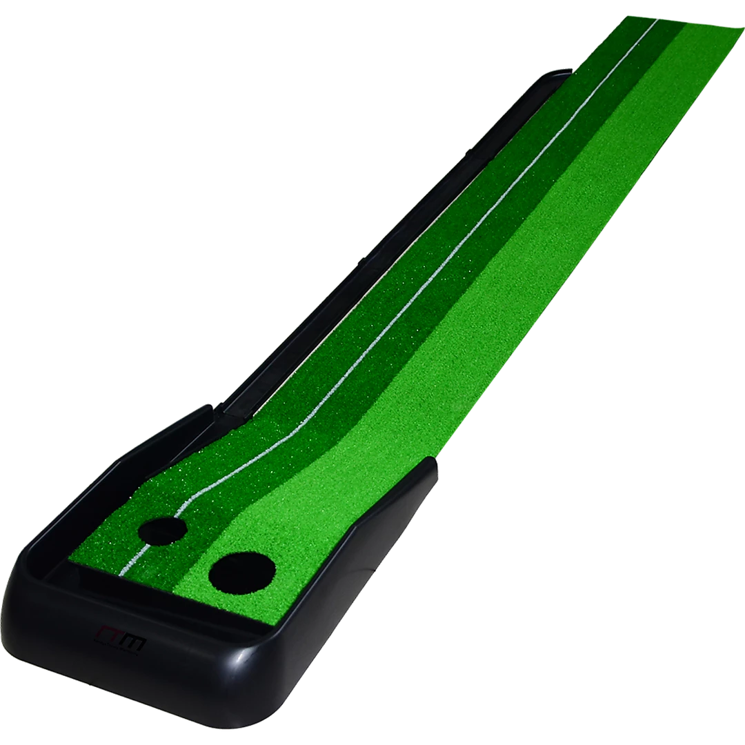 Randy & Travis Machinery Home & Lifestyle Indoor Practice Putting Green 2.5m Mat Inclined Ball Return Fake Grass 2 Holes