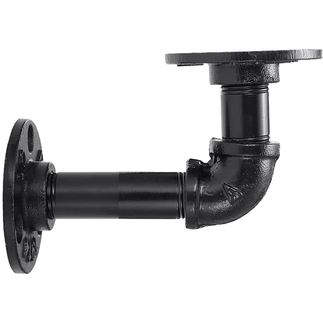 Randy & Travis Machinery Industrial Black Iron Pipe Bracket Wall Mounted Floating Shelf - Set Of 2 Furniture