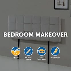 Palermo Furniture Beige Linen Fabric Double Deluxe Tufted Headboard Bedhead