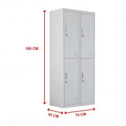 Salvatore Angelotti Grey Four-Door Office Gym Shed Storage Locker- Standard Lock With 2 Keys Furniture