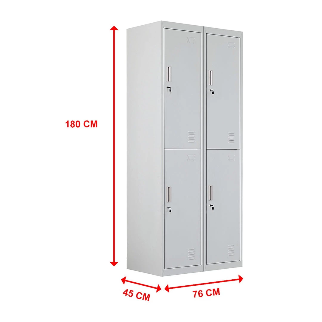 Salvatore Angelotti Grey Four-Door Office Gym Shed Storage Locker- Standard Lock With 2 Keys Furniture