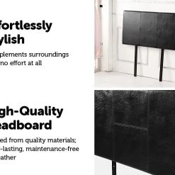 Palermo Furniture Single Black PU Leather Bed Headboard Bedhead