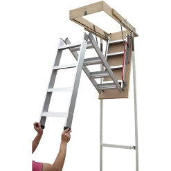 Randy & Travis Machinery DIY & Renovation Deluxe Aluminium Attic Loft Ladder - 2.7m To 3.05m