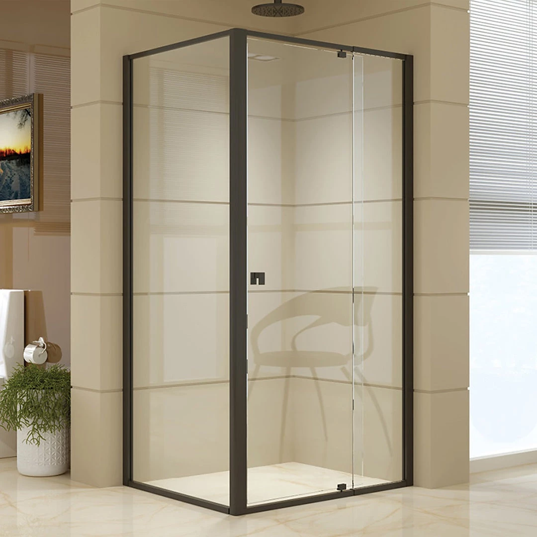 Della Francesca Front: (98~106) X 195cm Adjustable Semi Frameless Shower Screen In Black Side: (77~80) X 195cm DIY & Renovation