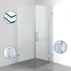 DIY & Renovation 90 X 90cm Frameless 10mm Glass Shower Screen By Della Francesca CHROME Hinges/Brackets And ROUND Handle