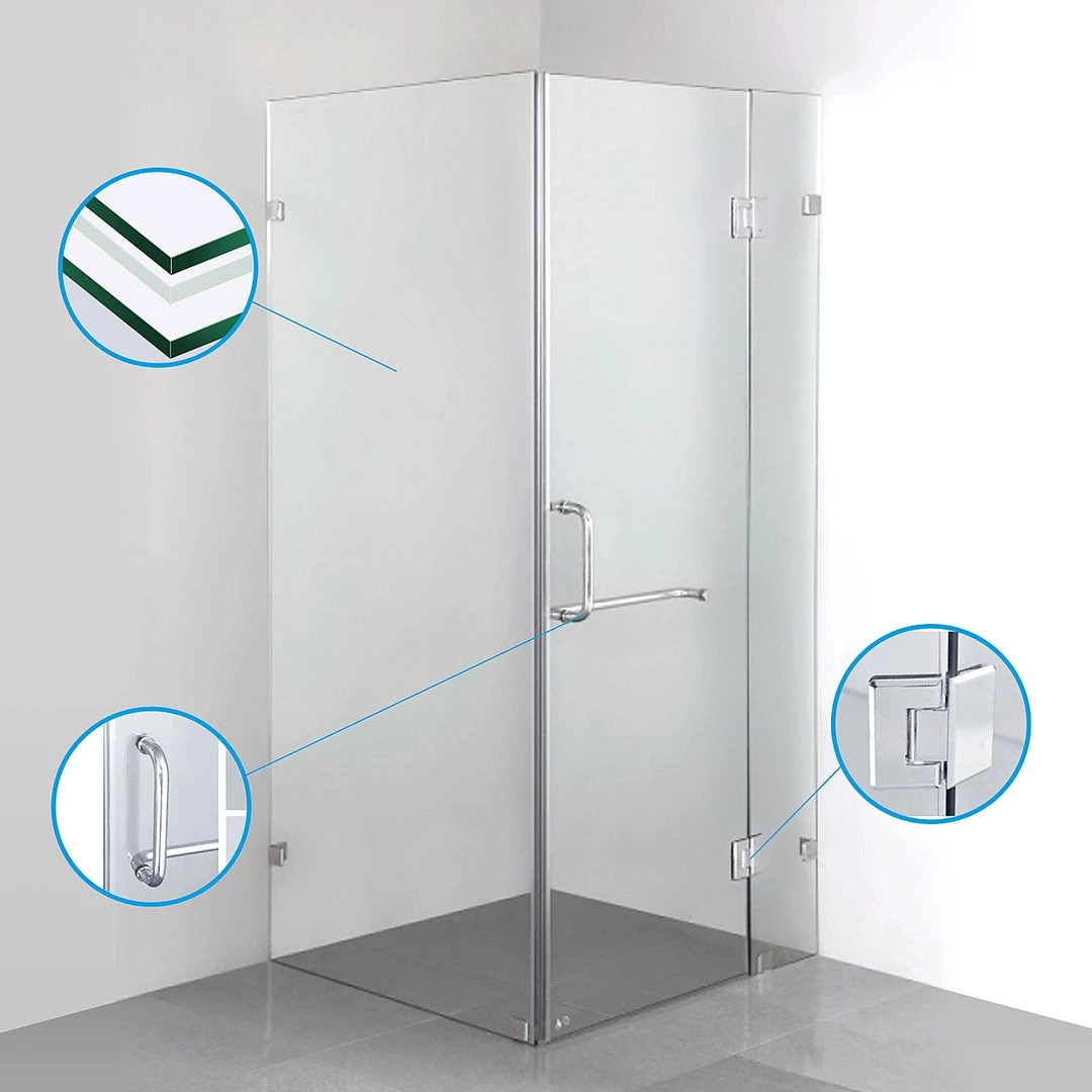 DIY & Renovation 90 X 90cm Frameless 10mm Glass Shower Screen By Della Francesca CHROME Hinges/Brackets And ROUND Handle