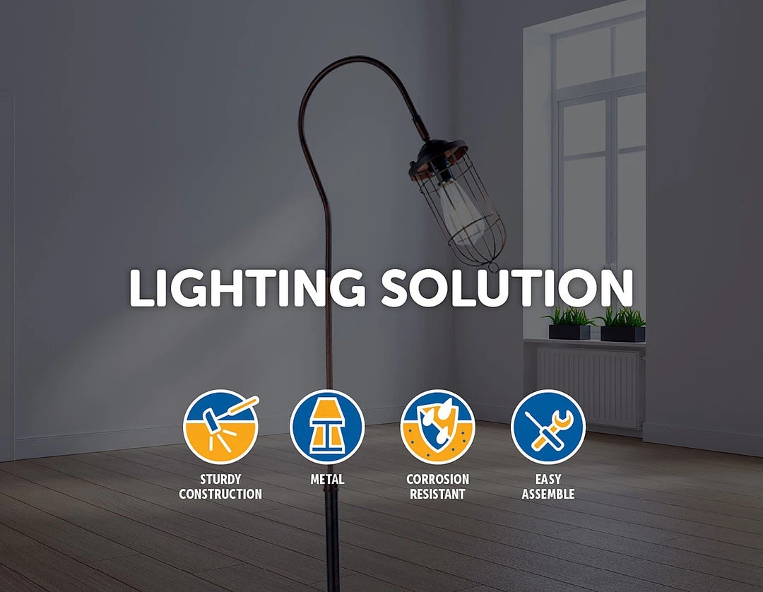 FactoryFast.com.au Industrial Floor Lamp With Adjustable Cage Shade In Bronze Finish