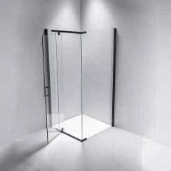 Della Francesca DIY & Renovation 1200 X 800 X 1900mm Framed Safety Glass Pivot Door Shower Screen In Black