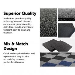 Randy & Travis Machinery 5m2 Box Of Premium Carpet Tiles Commercial Domestic Office Heavy Use Flooring In Black