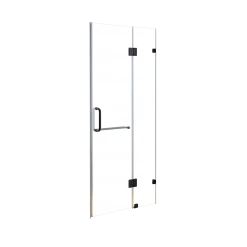 Della Francesca 100 X 200cm Wall To Wall Frameless Shower Screen In Black Hardware With Round Handle