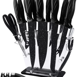 FactoryFast.com.au Kitchen 17 Pc Knife Set W/ Block & Sharpener Chef Bread Steak Knives