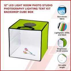 Randy & Travis Machinery Home & Lifestyle 12'' LED Light Room Photo Studio Photography Lighting Tent Kit Backdrop Cube Box