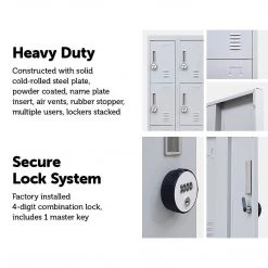 Salvatore Angelotti Grey 12-Door Locker For Office Gym Shed School Home Storage - 4-Digit Combination Lock