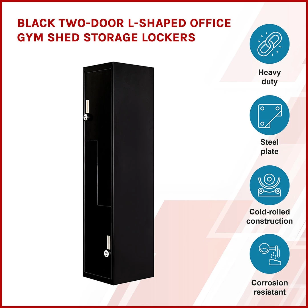 Salvatore Angelotti Black Two-Door L-shaped Office Gym Shed Storage Locker - 4-Digit Combination Lock