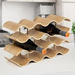 Randy & Travis Machinery Wooden Wave Wine Rack/Creative Home Grape Wine Holder Shelf Cabinet/Bottle Rack