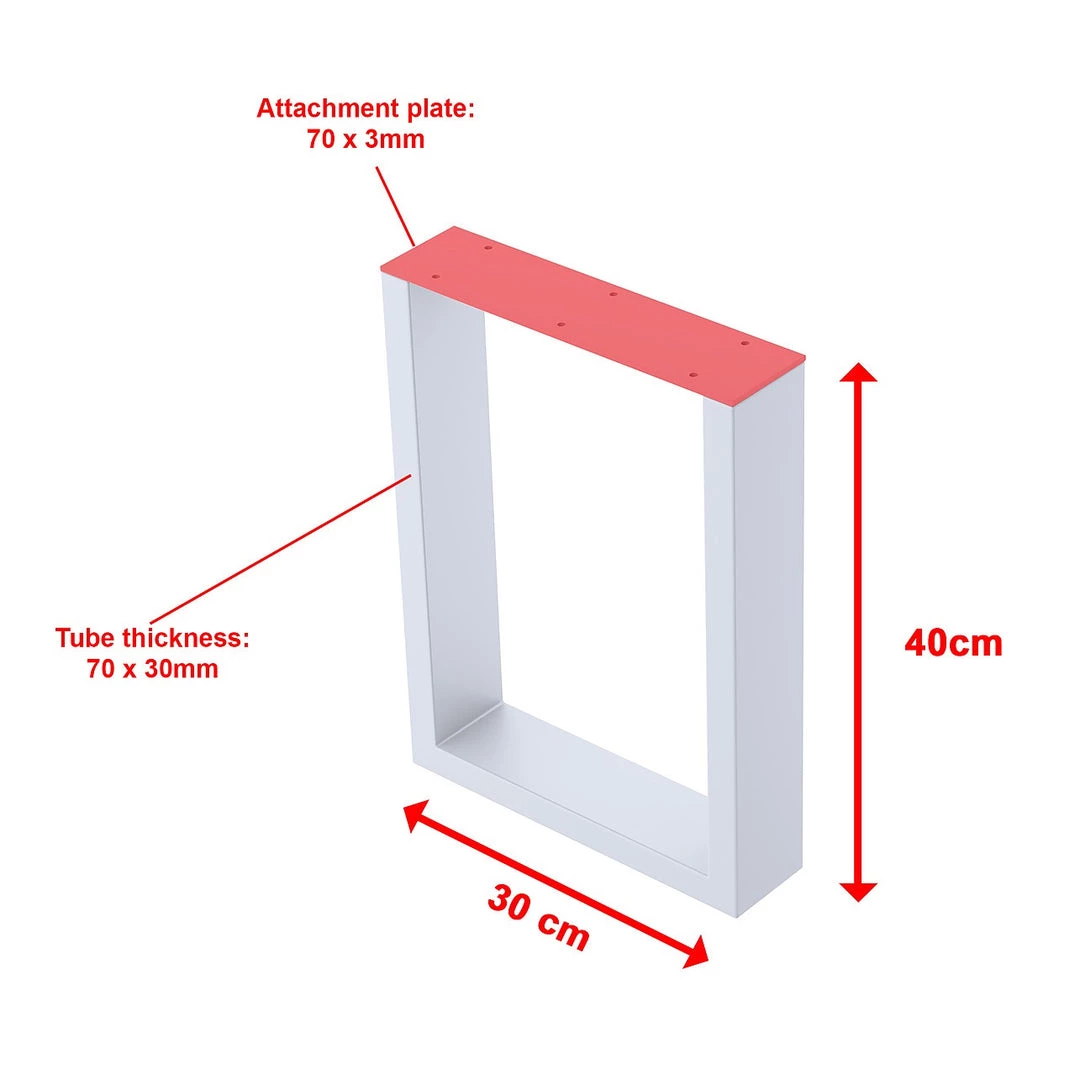 Della Francesca Trapezoid-Shaped Table Bench Desk Legs Retro Industrial Design Fully Welded - White Furniture