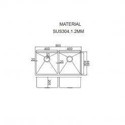 Brienz DIY & Renovation 1.2mm Handmade Double Stainless Steel Sink With Waste - 865x440mm