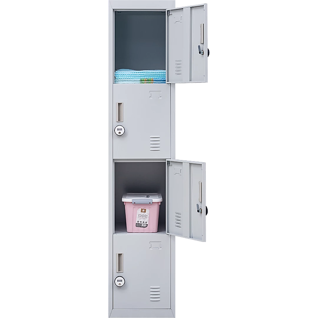 Salvatore Angelotti Grey 4-Door Locker For Office Gym Shed School Home Storage - 4-Digit Combination Lock