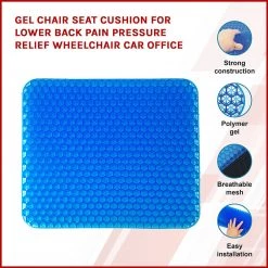 Randy & Travis Machinery Gel Chair Seat Cushion For Lower Back Pain Pressure Relief Wheelchair Car Office Home & Lifestyle
