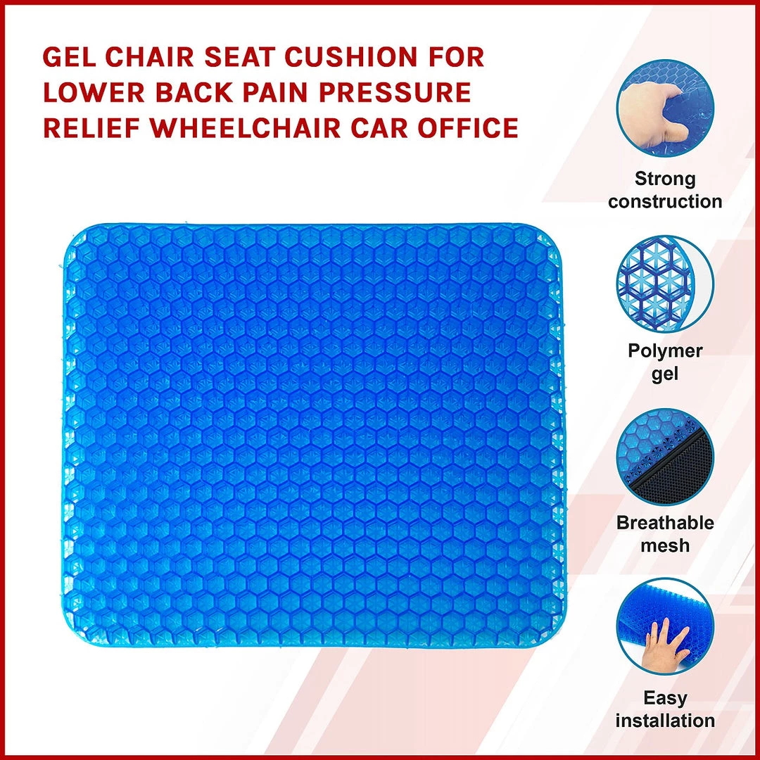 Randy & Travis Machinery Gel Chair Seat Cushion For Lower Back Pain Pressure Relief Wheelchair Car Office Home & Lifestyle