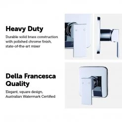 Della Francesca Shower Bath Mixer Tap Bathroom WATERMARK Approved - Chrome