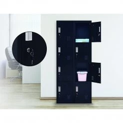 Salvatore Angelotti Furniture Black 4-Door Locker For Office Gym Shed School Home Storage - Standard Lock With 2 Keys
