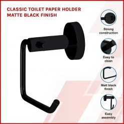 Della Francesca DIY & Renovation Classic Toilet Paper Holder Matte Black Finish