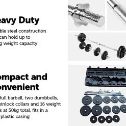 Randy & Travis Machinery Sports & Fitness Weight Set Barbell Dumbell Dumb Bell Gym 50kg Plate