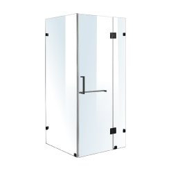 100 X 100cm Frameless 10mm Glass Shower Screen By Della Francesca BLACK Hinges/Brackets And SQUARE Handle DIY & Renovation