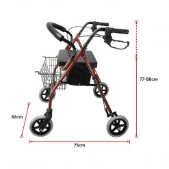 Randy & Travis Machinery Home & Lifestyle Rollator Walker Walking Frame With Wheels Zimmer Mobility Aids Seat Red