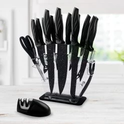 FactoryFast.com.au Kitchen 17 Pc Knife Set W/ Block & Sharpener Chef Bread Steak Knives