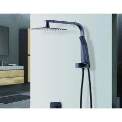 Della Francesca WELS 8" Rain Shower Head Set Square Dual Heads Faucet High Pressure Hand Held