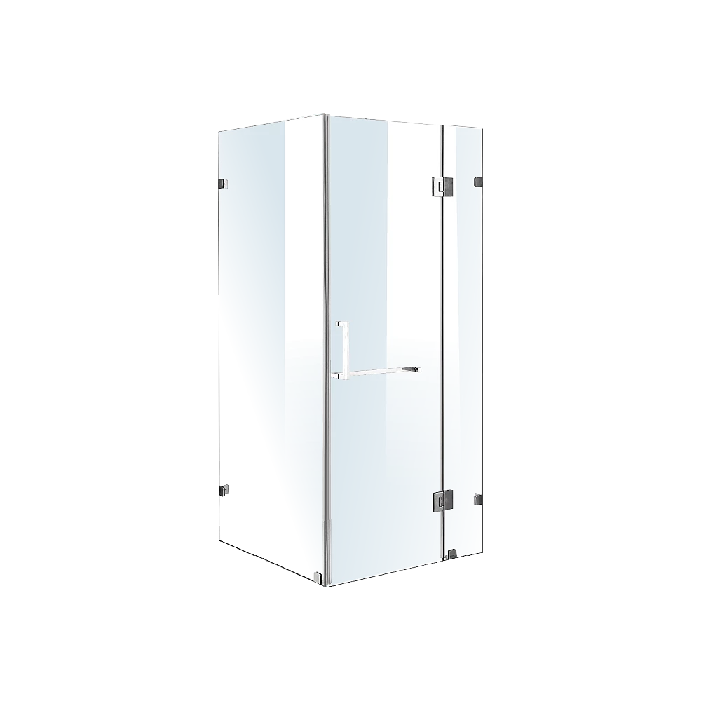 100 X 70cm Frameless 10mm Glass Shower Screen By Della Francesca CHROME Hinges/Brackets And SQUARE Handle DIY & Renovation