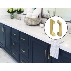 Randy & Travis Machinery 15x Brushed Brass Drawer Pulls Kitchen Cabinet Handles - Gold Finish 96mm