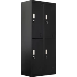 Salvatore Angelotti Furniture Black Four-Door Office Gym Shed Storage Locker- Standard Lock With 2 Keys