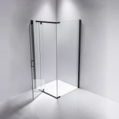 Della Francesca DIY & Renovation 900 X 800 X 1900mm Framed Safety Glass Pivot Door Shower Screen In Black