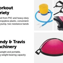 Randy & Travis Machinery Sports & Fitness Yoga Balance Trainer Exercise Ball For Arm, Leg, Core Workout With Pump, 2 Resistance Bands