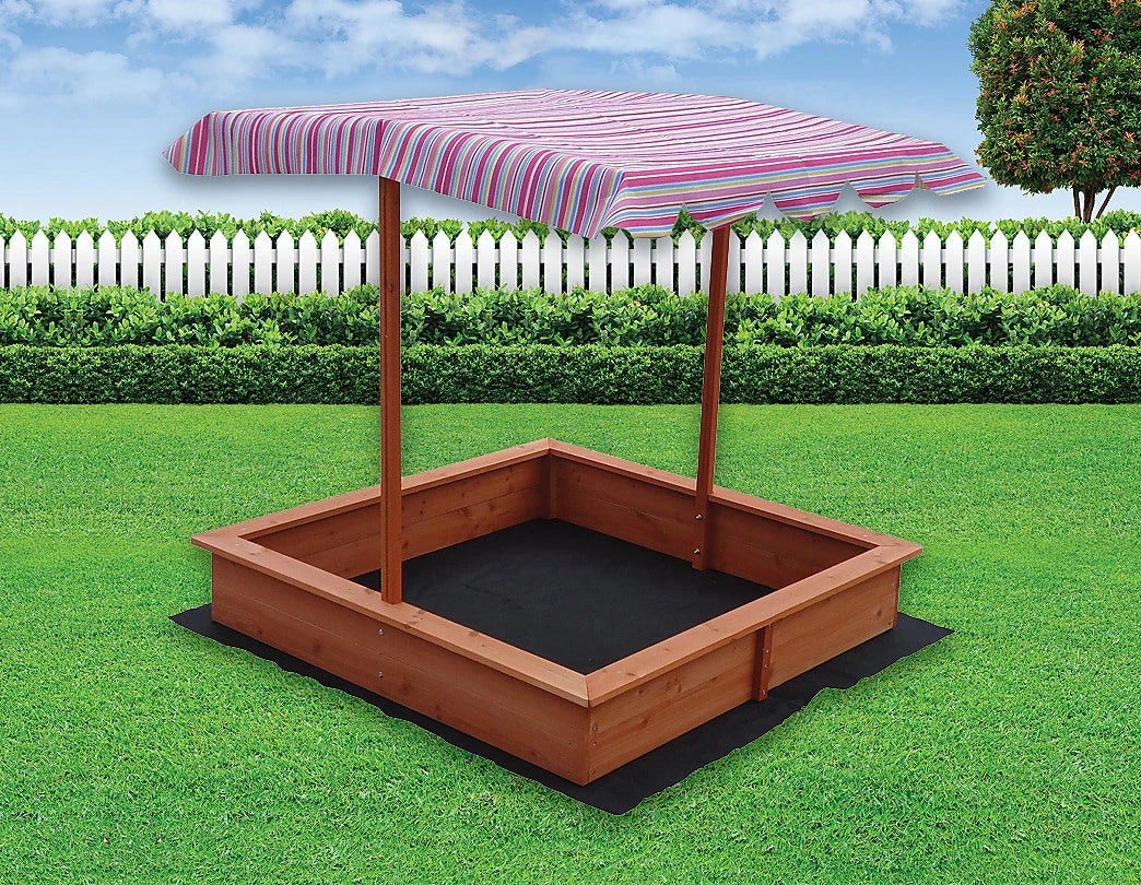 Brienz Games & Hobbies Kids Wooden Toy Sandpit With Adjustable Canopy