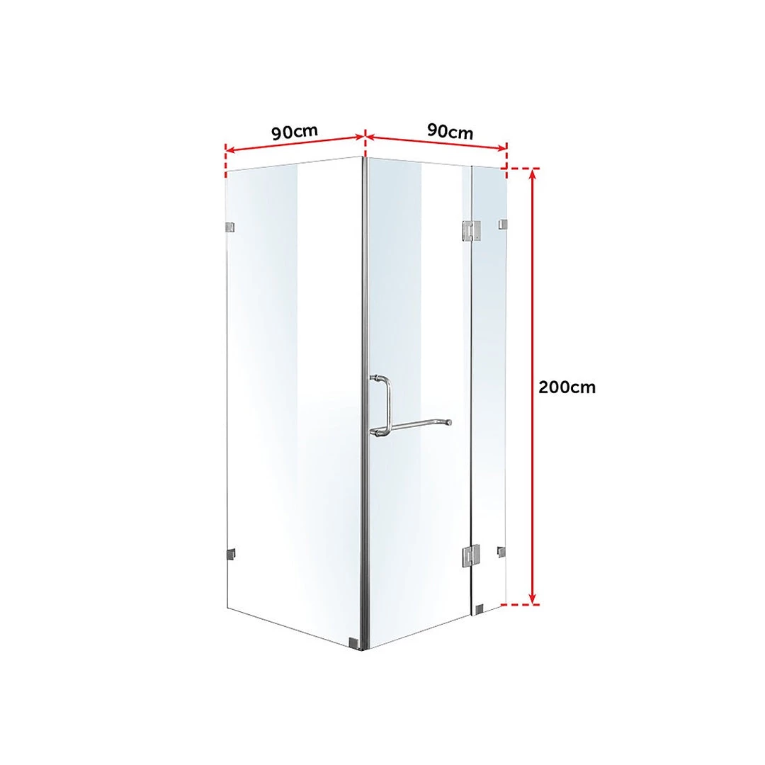 DIY & Renovation 90 X 90cm Frameless 10mm Glass Shower Screen By Della Francesca CHROME Hinges/Brackets And ROUND Handle