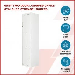 Salvatore Angelotti Grey Two-Door L-shaped Office Gym Shed Storage Locker - Padlock-operated Furniture