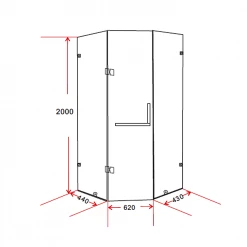 900 X 900mm Frameless 10mm Glass Shower Screen By Della Francesca Nickel Hinges/Brackets And Round Handle DIY & Renovation