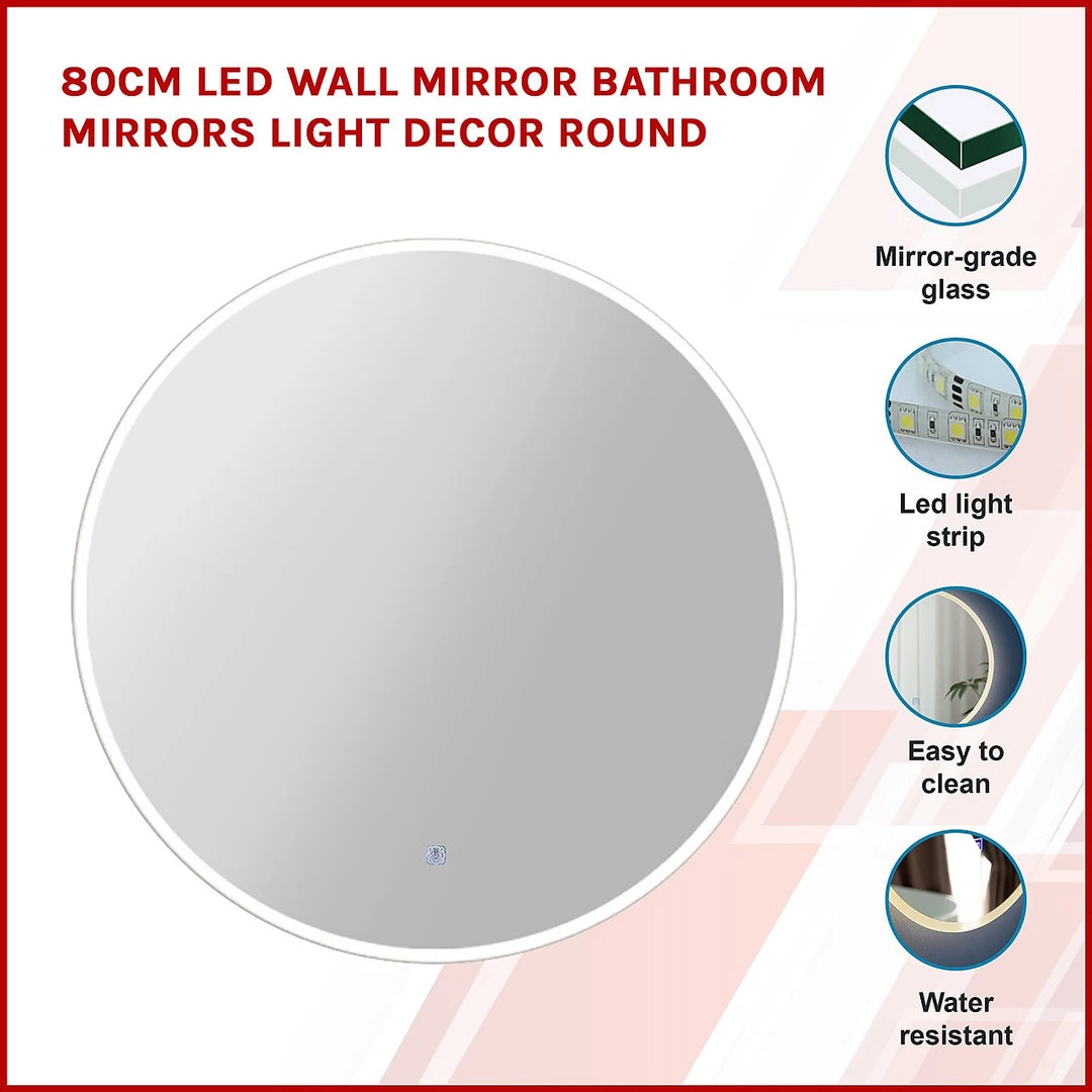 Della Francesca 80cm LED Wall Mirror Bathroom Mirrors Light Decor Round