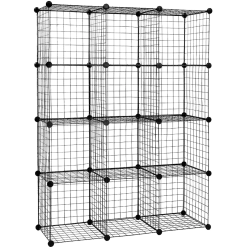 Randy & Travis Machinery 12 Cube Wire Grid Organiser Bookcase Storage Cabinet Wardrobe Closet Black Furniture